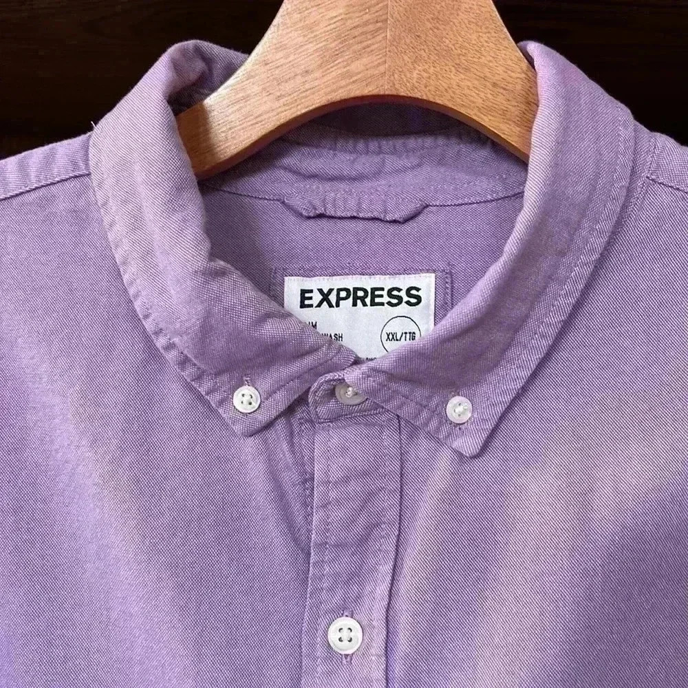 Express Slim Soft Wash Button Down Long Sleeve Sh… - image 2